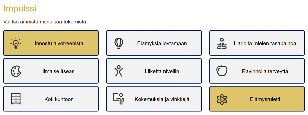 Impulssin menu.