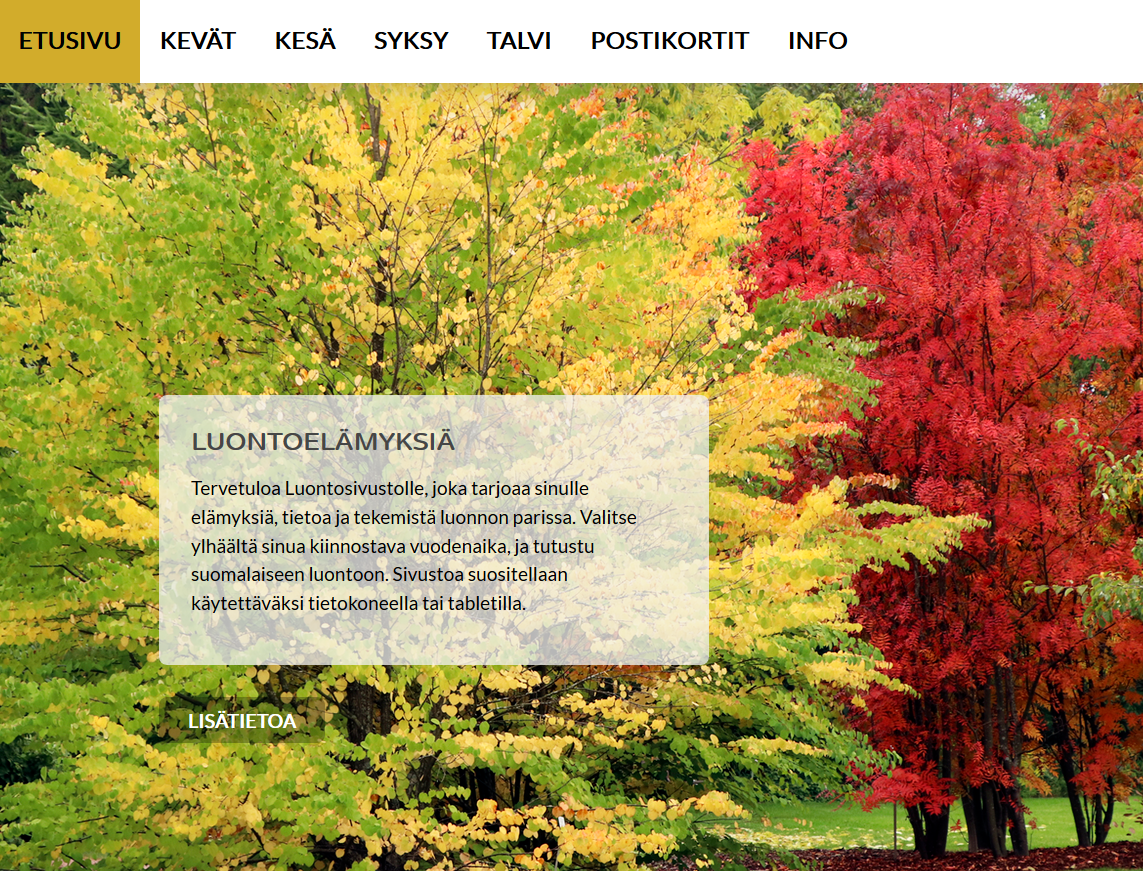 luontosivusto.fi etusivu