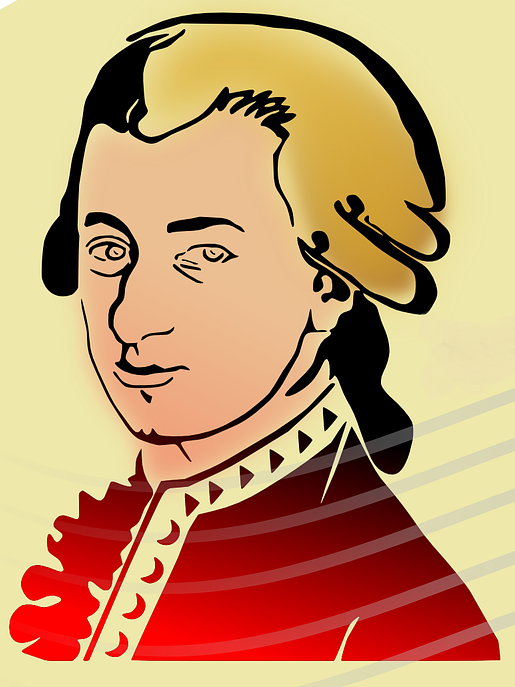 Piirros: Mozart rintakuva