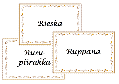 3 perinneruokakorttia.