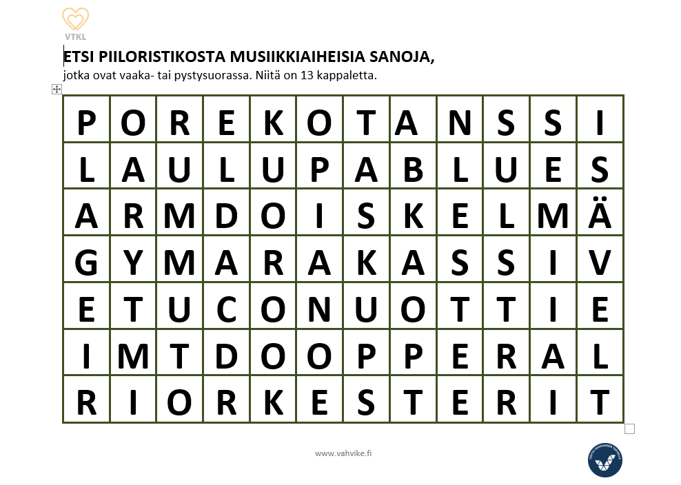 Piiloristikko Musiikki